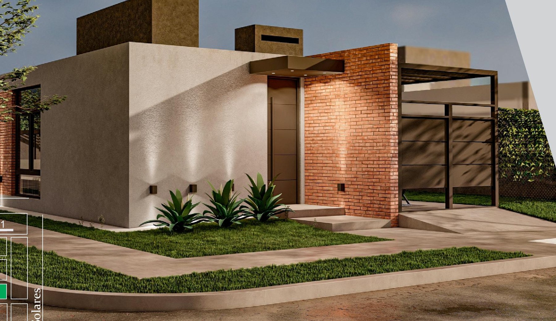 Render ilustrativo de una calle con viviendas CALA en Manantiales